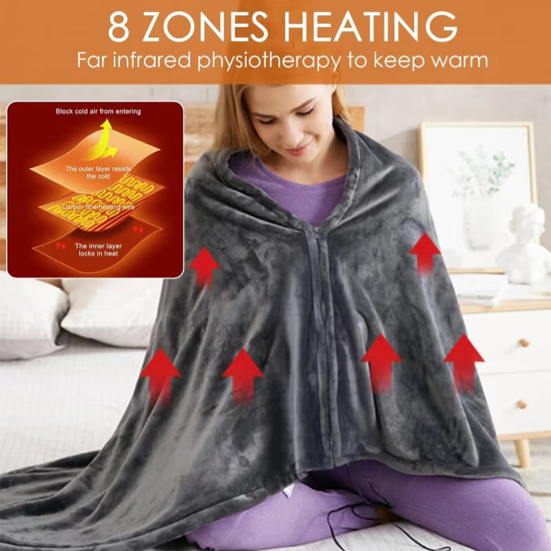 Stay Cozy Anywhere: Wearable Electric Blanket with 3 Heat Levels for Ultimate Comfort - Perfect for Home, Office, and Outdoor Adventures!