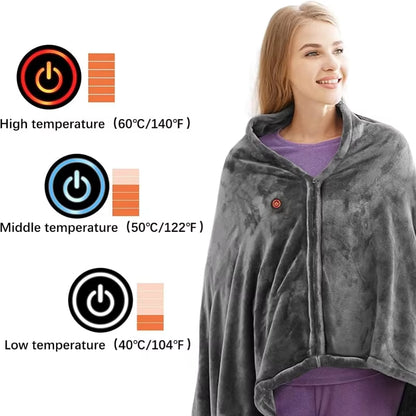 Stay Cozy Anywhere: Wearable Electric Blanket with 3 Heat Levels for Ultimate Comfort - Perfect for Home, Office, and Outdoor Adventures!