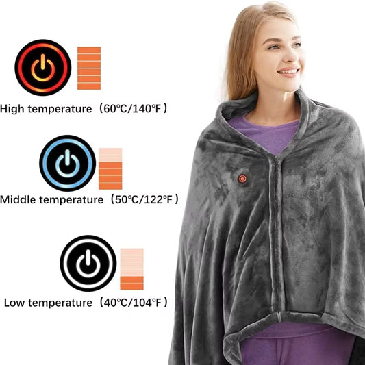Stay Cozy Anywhere: Wearable Electric Blanket with 3 Heat Levels for Ultimate Comfort - Perfect for Home, Office, and Outdoor Adventures!