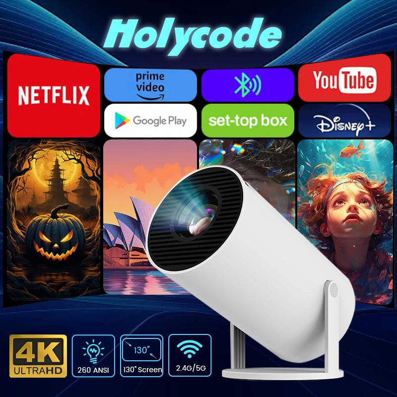 Experience Ultimate Entertainment Anywhere with the HolyCode Wireless 4K Portable Projector - Perfect for Home & Outdoor Use!