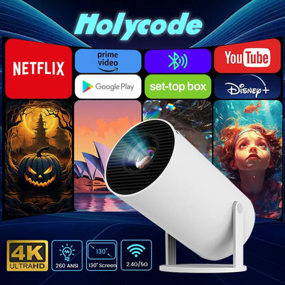 Experience Ultimate Entertainment Anywhere with the HolyCode Wireless 4K Portable Projector - Perfect for Home & Outdoor Use!